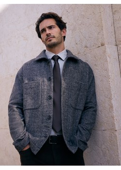 Reserved - Koszula comfort z dodatkiem wełny - ciemnoszary ze sklepu Reserved w kategorii Koszule męskie - zdjęcie 187561233