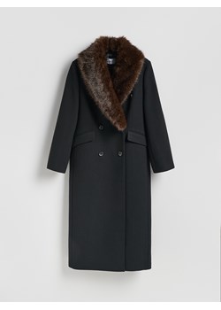Reserved - Płaszcz z dodatkiem wełny - czarny ze sklepu Reserved w kategorii Płaszcze damskie - zdjęcie 187561293