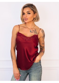 TOP SATYNOWY Z KORONKĄ NA RAMIĄCZKA- BORDOWY ze sklepu olika.com.pl w kategorii Bluzki damskie - zdjęcie 187563411