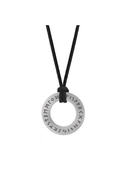 Męski runiczny naszyjnik, nordyckie koło na czarnym sznurku z runami ze sklepu manoki.pl w kategorii Naszyjniki męskie - zdjęcie 187563661