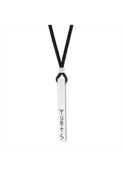 Męski srebrny naszyjnik totem wojownika z runami na sznurku ze stali ze sklepu manoki.pl w kategorii Naszyjniki męskie - zdjęcie 187563662