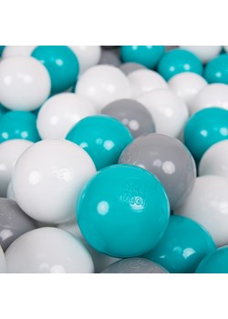 KiddyMoon Plastikowe piłeczki 7cm Zabawka zestaw kulek, szary-biały-turkus ze sklepu kontri.pl w kategorii Zabawki - zdjęcie 187563762
