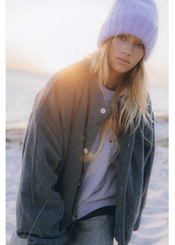 Grey Wool Oversized Bomber Jacket ze sklepu Surf Inc w kategorii Kurtki damskie - zdjęcie 187565881