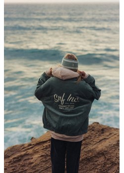 Cord Baseball Jacket - White Sage ze sklepu Surf Inc w kategorii Kurtki damskie - zdjęcie 187567002