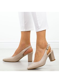 Cieliste czółenka damskie na słupku z odkrytą pietą Sergio Leone Sk162 ze sklepu suzana.pl w kategorii Czółenka - zdjęcie 187574562