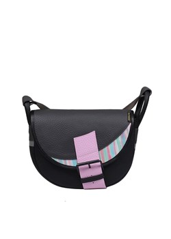 czarna z różowym językiem damska torebka listonoszka skórzana na ram ze sklepu Słoń Torbalski w kategorii Listonoszki - zdjęcie 187574672