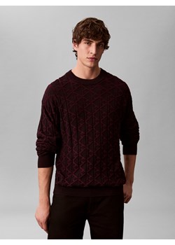 Calvin Klein Jeans Męski sweter z dzianiny Mężczyźni Bawełna czarny wzorzysty ze sklepu vangraaf w kategorii Swetry męskie - zdjęcie 187574764