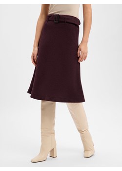 Marie Lund Damska spódnica midi z wełną Kobiety Sztuczne włókno bakłażanowy marmurkowy ze sklepu vangraaf w kategorii Spódnice - zdjęcie 187574792
