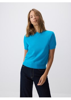 Reserved - Sweter z krótkim rękawem z wełny merino - niebieski ze sklepu Reserved w kategorii Swetry damskie - zdjęcie 187574860