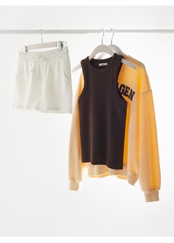 Reserved - Bawełniany top - ciemnobrązowy ze sklepu Reserved w kategorii Bluzki damskie - zdjęcie 187574904