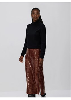 Reserved - Cekinowa spódnica midi - brązowy ze sklepu Reserved w kategorii Spódnice - zdjęcie 187574914