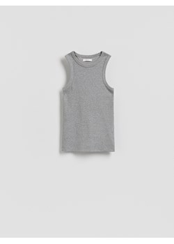 Reserved - Bawełniany top - jasnoszary ze sklepu Reserved w kategorii Bluzki dziewczęce - zdjęcie 187576110