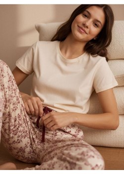 Sinsay - Bawełniana piżama dwuczęściowa - kremowy ze sklepu Sinsay w kategorii Piżamy damskie - zdjęcie 187576810