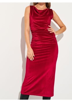Sinsay - Welurowa sukienka z drapowaniem - czerwony ze sklepu Sinsay w kategorii Sukienki - zdjęcie 187576931