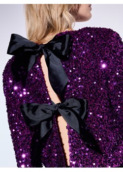 Mohito - Cekinowa fioletowa bluzka z kokardkami - fuksjowy ze sklepu Mohito w kategorii Bluzki damskie - zdjęcie 187577184