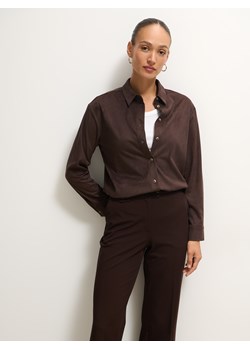 Mohito - Czekoladowa koszula z imitacji zamszu - ciemnobrązowy ze sklepu Mohito w kategorii Koszule damskie - zdjęcie 187577243