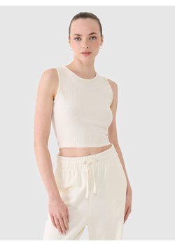 Damski crop top 4F 4FRSS25TSLEF234 - biały ze sklepu Sportstylestory.com w kategorii Bluzki damskie - zdjęcie 187577554