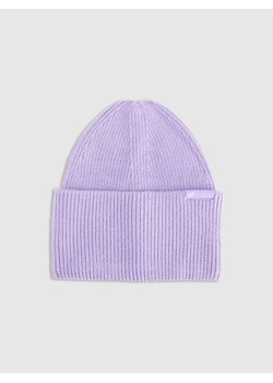 Czapka beanie uniseks 4F 4FRAW25ACAPU0738 - fioletowa ze sklepu Sportstylestory.com w kategorii Czapki zimowe damskie - zdjęcie 187577621
