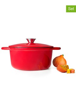 Utilinox 2-częściowy zestaw w kolorze czerwonym - Ø 24 cm ze sklepu Limango Polska w kategorii Garnki - zdjęcie 187578342