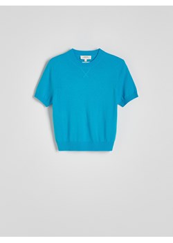 Reserved - Sweter z krótkim rękawem z wełny merino - niebieski ze sklepu Reserved w kategorii Swetry damskie - zdjęcie 187578790