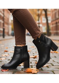 Wizytowe botki zimowe na obcasie /F10-3 18522 G384/ ze sklepu Pantofelek24.pl w kategorii Botki - zdjęcie 187579010