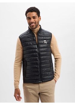 KARL LAGERFELD Pikowana kamizelka męska Mężczyźni Sztuczne włókno czarny jednolity ze sklepu vangraaf w kategorii Kamizelki męskie - zdjęcie 187579854