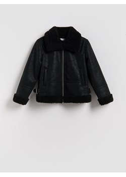 Reserved - Ocieplana kurtka z imitacji skóry - czarny ze sklepu Reserved w kategorii Kurtki dziewczęce - zdjęcie 187579961