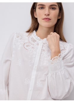 Reserved - Koszula z ażurową wstawką - biały ze sklepu Reserved w kategorii Koszule damskie - zdjęcie 187580071
