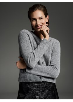 Reserved - Wełniany kardigan - szary ze sklepu Reserved w kategorii Swetry damskie - zdjęcie 187580112