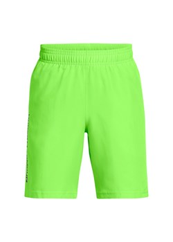 Chłopięce spodenki treningowe Under Armour UA Tech Woven Wordmark Short - zielone ze sklepu Sportstylestory.com w kategorii Spodenki chłopięce - zdjęcie 187580352