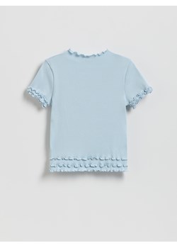 Reserved - Prążkowany t-shirt - jasnoniebieski ze sklepu Reserved w kategorii Bluzki dziewczęce - zdjęcie 187582443