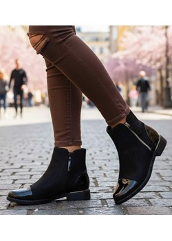 Zimowe czarne botki damskie ocieplane /D2-1 18531  W401/ ze sklepu Pantofelek24.pl w kategorii Botki - zdjęcie 187583364