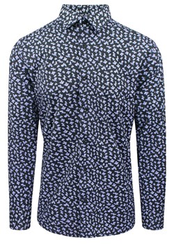 Koszula Męska, Elegancka o Regularnym Kroju - Victorio - Czarna w Kwiatki KSDWVCTO719Rg ze sklepu JegoSzafa.pl w kategorii Koszule męskie - zdjęcie 187584223