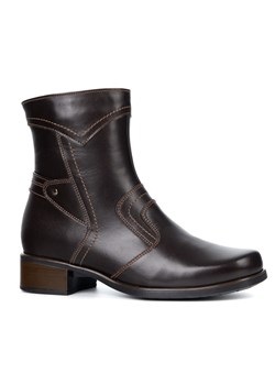 Botki damskie skórzane ocieplane z zamkiem 888BB brązowe ze sklepu butyolivier w kategorii Botki - zdjęcie 187584491