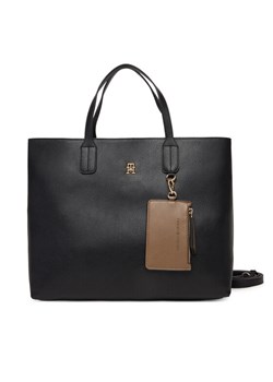 Torebka Tommy Hilfiger Th Icon Satchel AW0AW18122 Czarny ze sklepu eobuwie.pl w kategorii Torby Shopper bag - zdjęcie 187584662