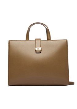 Torebka Tommy Hilfiger Th Heritage Satchel AW0AW18287 Brązowy ze sklepu eobuwie.pl w kategorii Torby Shopper bag - zdjęcie 187584663
