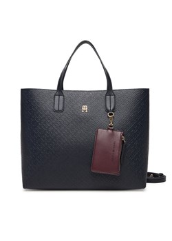 Torebka Tommy Hilfiger Th Icon Satchel Mono AW0AW18123 Granatowy ze sklepu eobuwie.pl w kategorii Torby Shopper bag - zdjęcie 187584731