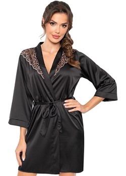 Donna czarny szlafrok satynowy z koronką Sabrina, Kolor czarny, Rozmiar S, Donna ze sklepu Primodo w kategorii Szlafroki damskie - zdjęcie 187586260
