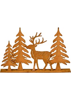 POSIWIO Dekoracja &quot;Deer with fir trees&quot; w kolorze jasnobrązowym - 40 x 25,5 x 6 cm ze sklepu Limango Polska w kategorii Dekoracje - zdjęcie 187586994
