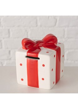 Boltze Skarbonka &quot;Gift&quot; w kolorze biało-czerwonym - wys. 10,5 cm ze sklepu Limango Polska w kategorii Akcesoria i przechowywanie - zdjęcie 187587152