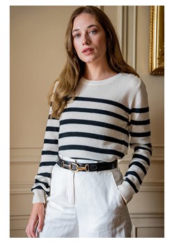 Maison Héritage Cashmere Kaszmirowy sweter w kolorze kremowo-czarnym ze sklepu Limango Polska w kategorii Swetry damskie - zdjęcie 187588170