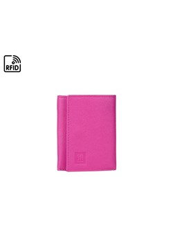 różowo-zielono-niebieski mały portfel skórzany z wyciaganym etui na w ze sklepu Słoń Torbalski w kategorii Portfele damskie - zdjęcie 187589121