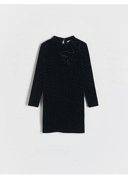 Reserved - Welurowa sukienka z cyrkoniami - czarny ze sklepu Reserved w kategorii Sukienki dziewczęce - zdjęcie 187589261