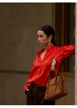 Mohito - Pomarańczowa koszula z lyocellu - pomarańczowy ze sklepu Mohito w kategorii Koszule damskie - zdjęcie 187589613