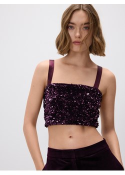 Reserved - Cekinowy top - ciemnofioletowy ze sklepu Reserved w kategorii Bluzki damskie - zdjęcie 187589980
