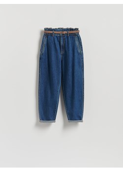 Reserved - Jeansy paperbag z paskiem - granatowy ze sklepu Reserved w kategorii Jeansy damskie - zdjęcie 187590073