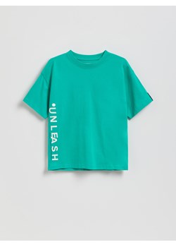 Reserved - Bawełniany t-shirt - morski ze sklepu Reserved w kategorii T-shirty chłopięce - zdjęcie 187590272