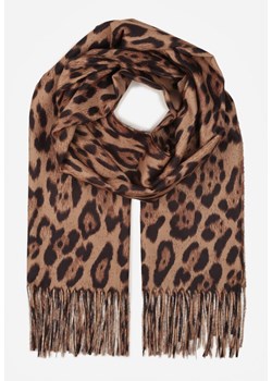 Brązowy Wiskozowy Szalik w Panterkę z Frędzlami Feriella ze sklepu renee.pl w kategorii Szaliki i chusty damskie - zdjęcie 187590420