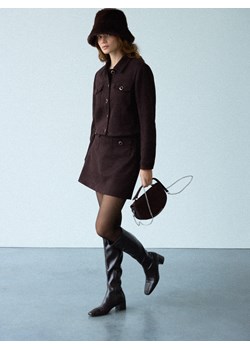 Mohito - Czekoladowa spódnica mini - ciemnobrązowy ze sklepu Mohito w kategorii Spódnice - zdjęcie 187592141