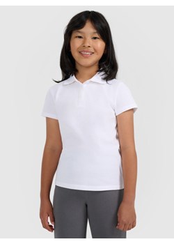 Dziewczęca koszulka polo 4F 4FJRAW25TPTSF0740 - biała ze sklepu Sportstylestory.com w kategorii Bluzki dziewczęce - zdjęcie 187592444